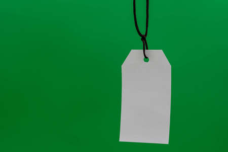 Multiple blank white tag price on  green backgroundの写真素材