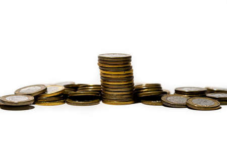 Stack of coins going up. Savings and investment conceptの写真素材