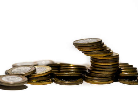 Stack of coins going up. Savings and investment conceptの写真素材