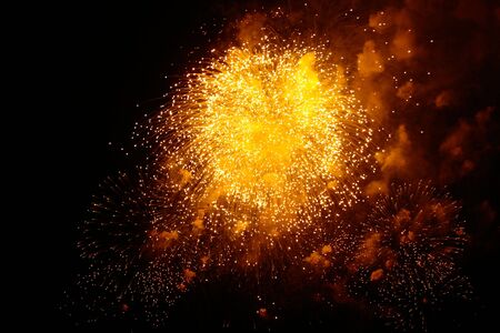 Night firework on the dark sky