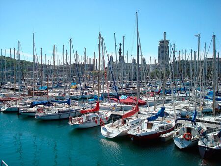 Beautiful morning landscape of big yacht club