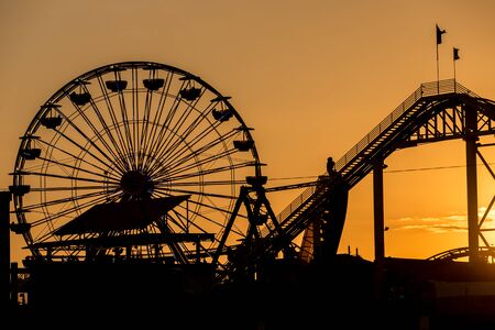 Santa Monica at sunsetの写真素材