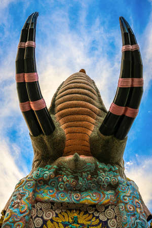 A huge elephant at Wat Ban Rai, Nakhonratchasima province,Thailandの写真素材