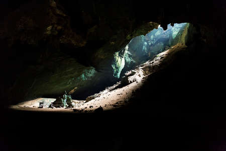 Phu Pha Phet cave is the largest cave in thailand and the forth largest cave in the worldの写真素材