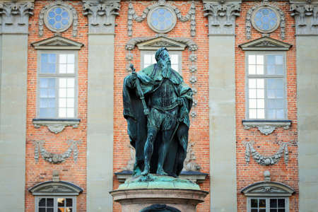 a statue of gustaf eriksson vasa at the house of nobility in stockholm,swedenの写真素材