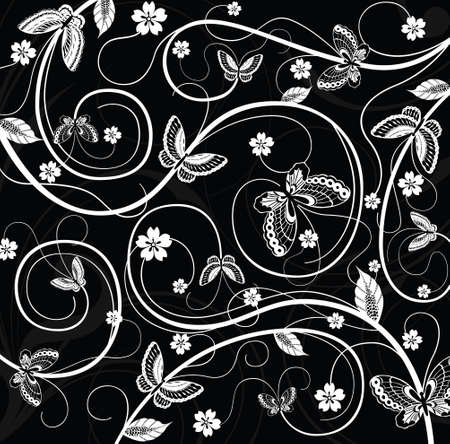 floral and butterflyのイラスト素材