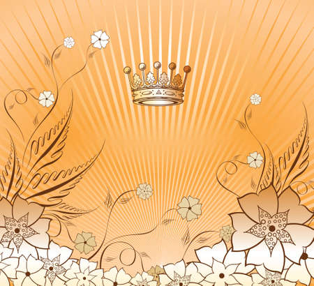 Floral Background with Crownのイラスト素材