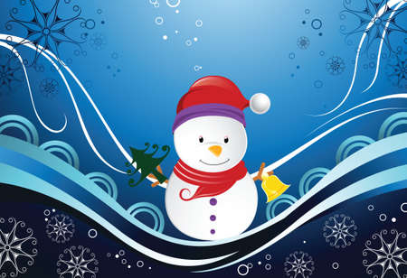 snowman and snowflakesのイラスト素材