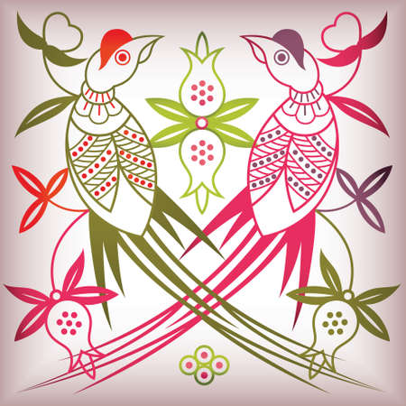 chinese style birdのイラスト素材