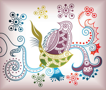 chinese style floral and birdのイラスト素材