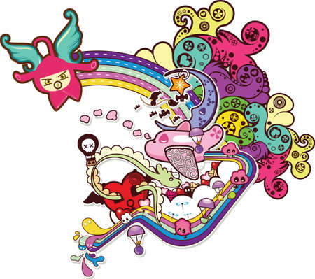 abstract cartoon Fのイラスト素材