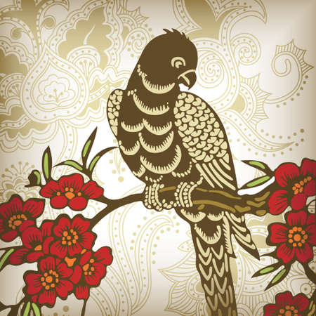 eagle and floralのイラスト素材