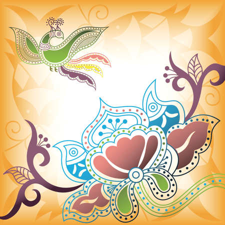 Floral Abstract with Birdのイラスト素材