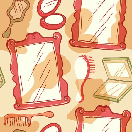 mirror beauty objects patternのイラスト素材