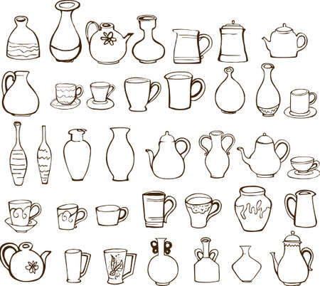 cup and teapot design elementsのイラスト素材