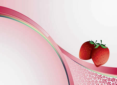 Abstract Curve Floral Background with Strawberryのイラスト素材