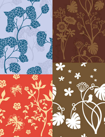 Seamless Floral Pattern Set 1のイラスト素材
