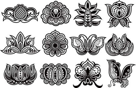 Abstract Floral and Butterfly Design Elements のイラスト素材