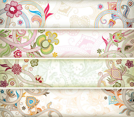 Abstract Floral Banner Setのイラスト素材