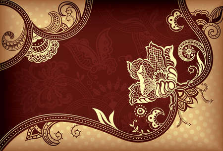 Abstract Gold and Brown Floral Backgroundのイラスト素材