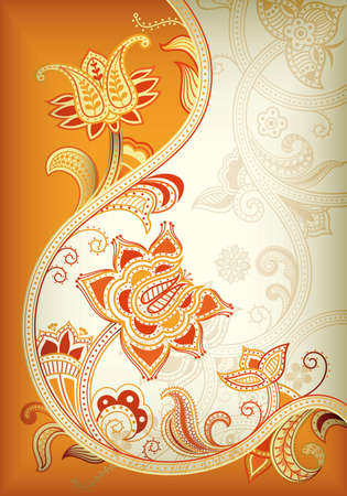 Abstract Orange Floral Backgroundのイラスト素材