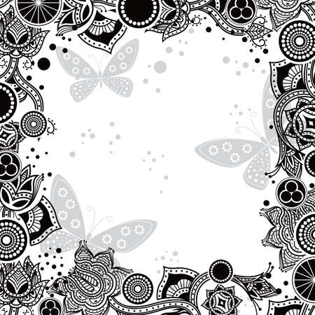 Abstract Floral Frameのイラスト素材
