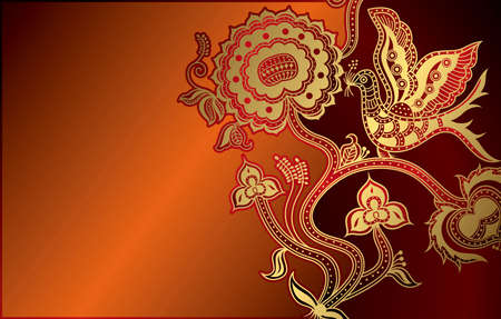 Abstract Floral and Bird 1のイラスト素材