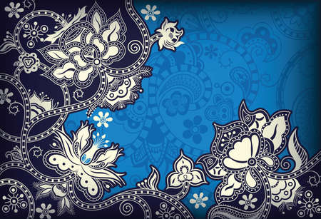 Blue Floralのイラスト素材