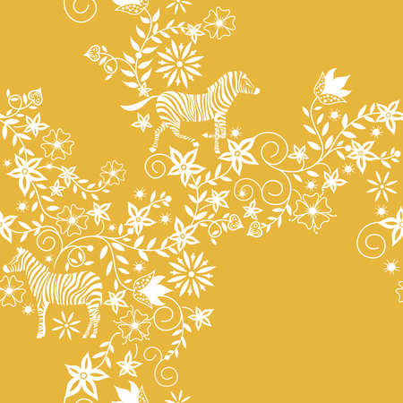 Seamless Floral and Animal Pattern 1のイラスト素材