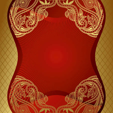 Red Gold Floral Frame Backgroundのイラスト素材