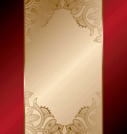 Gold Red Floral Frame Backgroundのイラスト素材