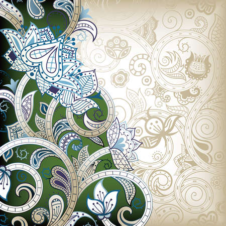 Abstract Asia Floralのイラスト素材