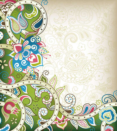 Abstract Lime Floralのイラスト素材