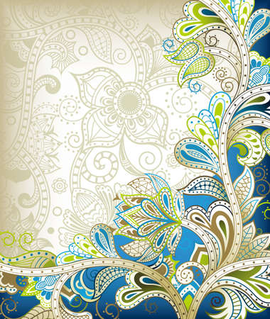 Abstract Blue Floralのイラスト素材