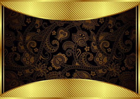 Abstract Gold and Floral Frameのイラスト素材
