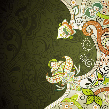 Abstract Green Floral Backgroundのイラスト素材