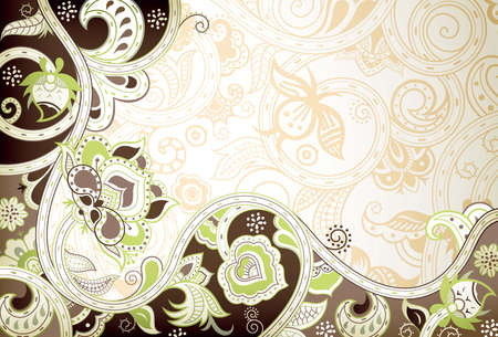 Abstract Brown and Green Floral Backgroundのイラスト素材