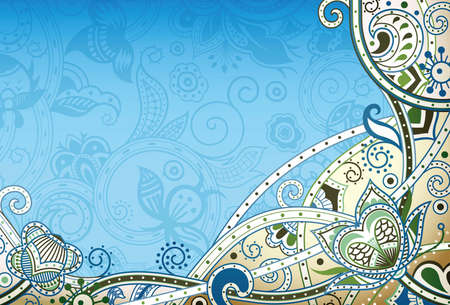 Abstract Blue Floral Backgroundのイラスト素材