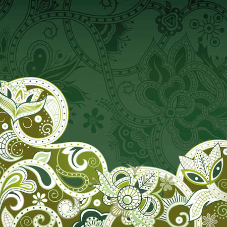 Abstract Olive Green Floral Backgroundのイラスト素材