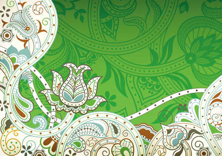 Abstract Green and Blue Floral Curveのイラスト素材