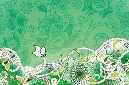 Abstract Green Floral Backgroundのイラスト素材