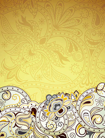 Abstract Gold Floral Backgroundのイラスト素材