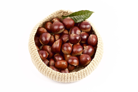 Chestnuts in the basketの写真素材