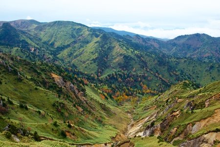 View of autumnal leaves of Shiga Kogenの写真素材