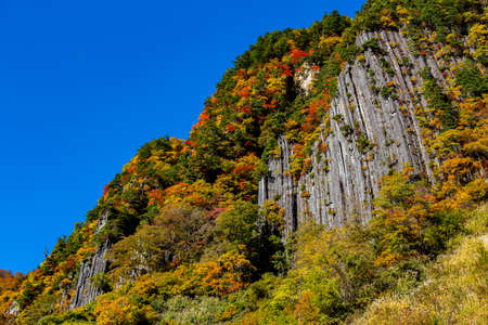 Beautiful autumnal scenery of Nunoiwa in Akiyamago.の写真素材