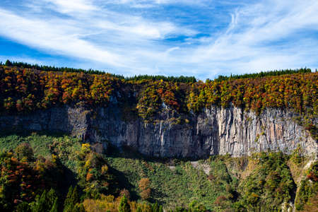 Beautiful autumnal scenery of Nunoiwa in Akiyamago.の写真素材