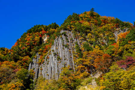 Beautiful autumnal scenery of Nunoiwa in Akiyamago.の写真素材
