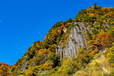 Beautiful autumnal scenery of Nunoiwa in Akiyamago.の写真素材