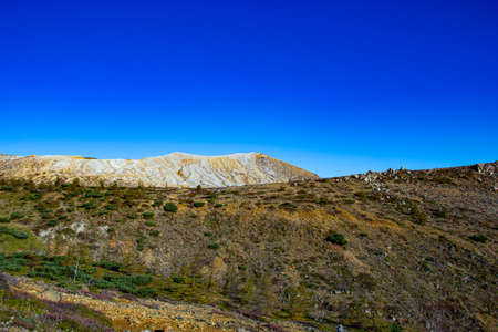 A mysterious view of Mt. Kusatsu-Shirane on the plateau of Japan.の写真素材