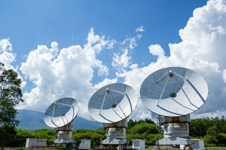 Parabona antenna for receiving radio waves in space at Nobeyama, Nagano Prefecture, Japan.の写真素材